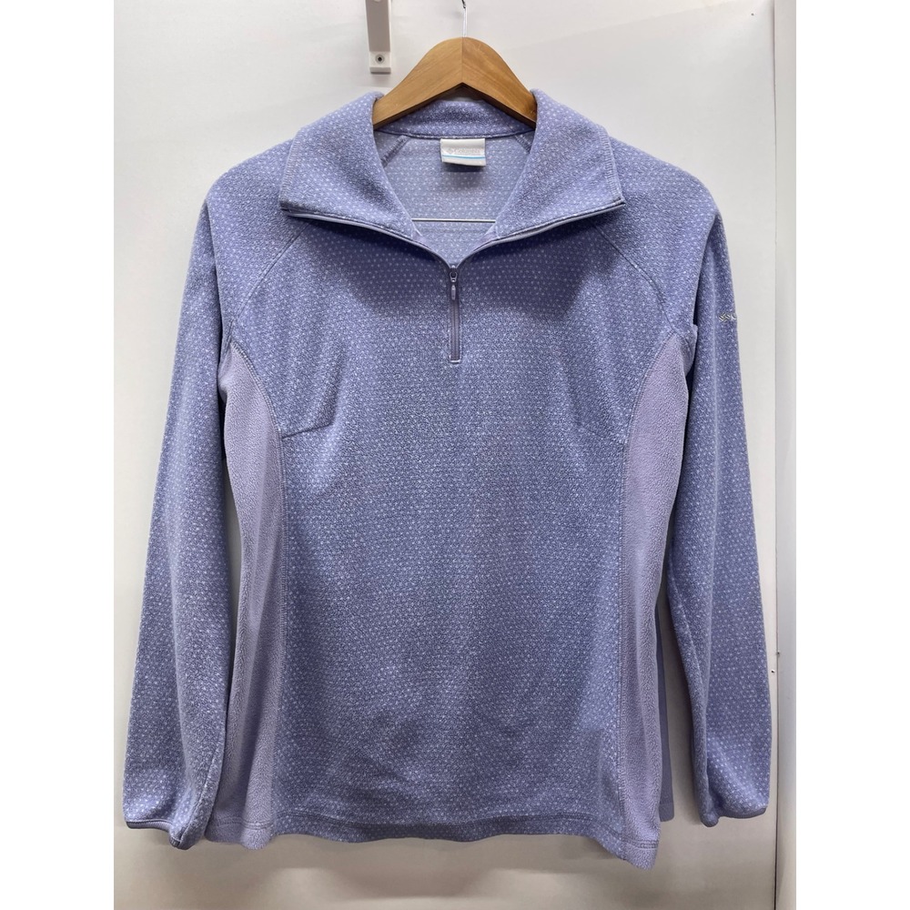 Columbia Womens Large Lavender Purple Dotted Quarter Zip Fleece Pullover Jacket